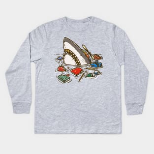 Back to School Shark Kids Long Sleeve T-Shirt